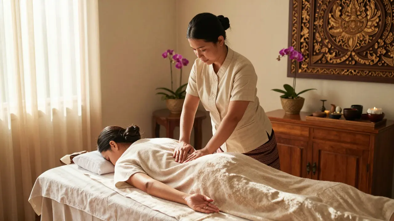 Traditional Thai massage in a bright, professional, and safe wellness center